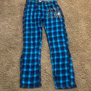 Victoria Secret PINK blue & black plaid sleep pants. Stretch waist. Sz Small